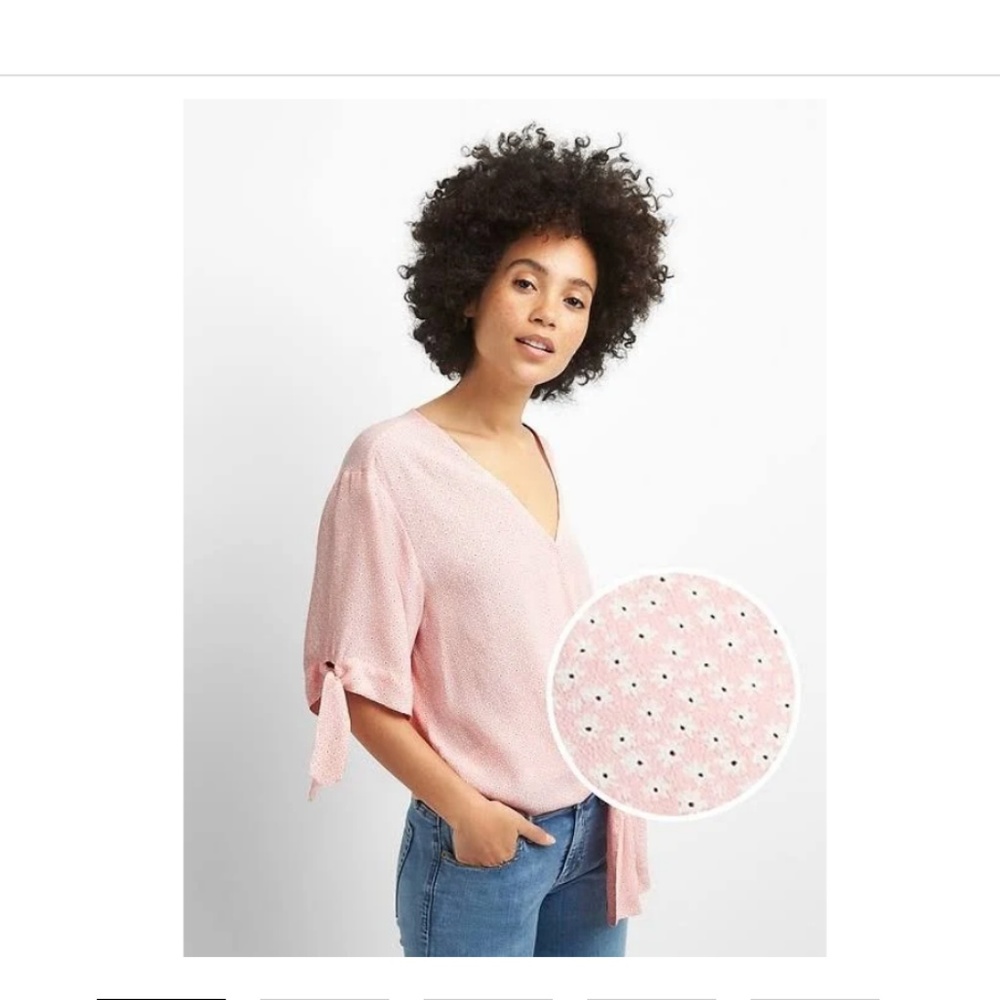 Gap Short Sleeve Wrap-Front Tie Blouse